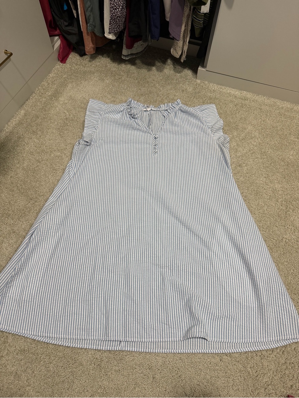 Time and Tru Light Blue and White A-Line Dress
